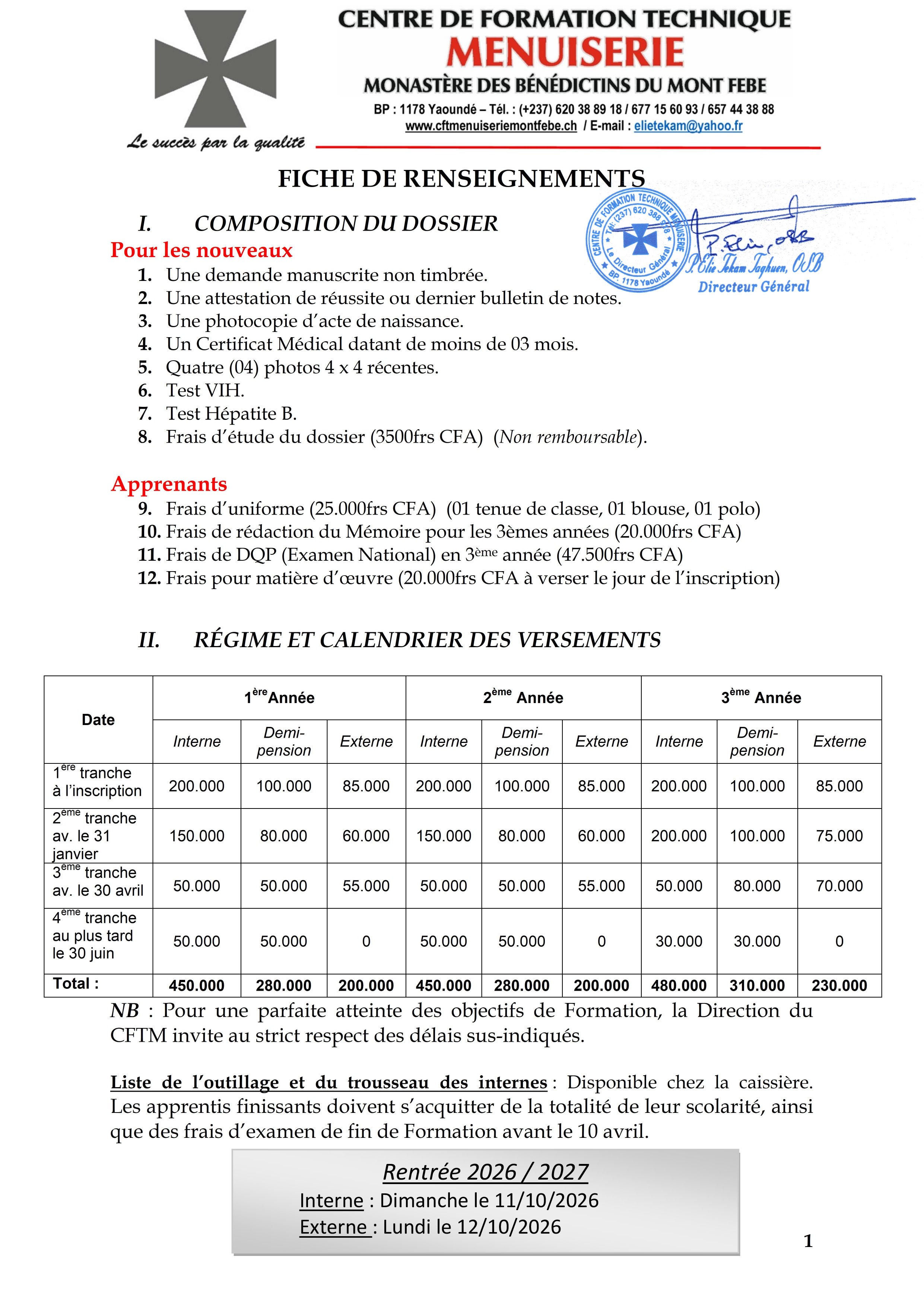RENSEIGNEMENTS 1